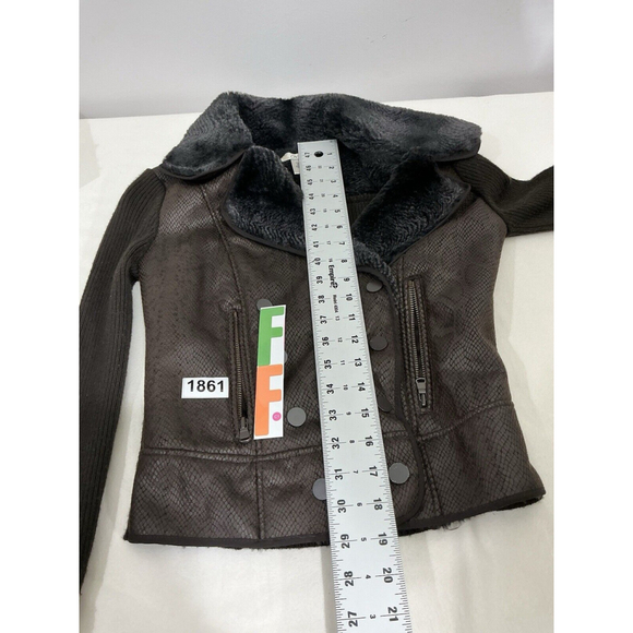 Womans Cache Moto Sweater Jacket Brown Lined Snap Front Closure Wool Blend Xs - Picture 8 of 9